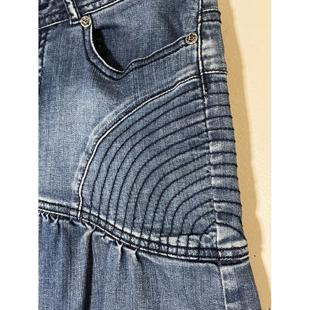 Retro Denim Ruffle Mini Skirt L‎ Western Grunge Skater Festival Preppy - Picture 5 of 10